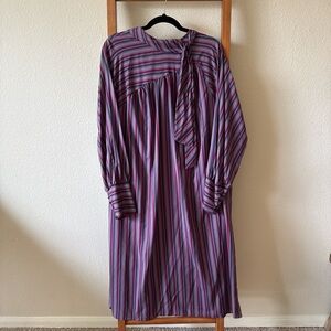 Vintage 1970s silk Striped Purple and Pink Women's Dress